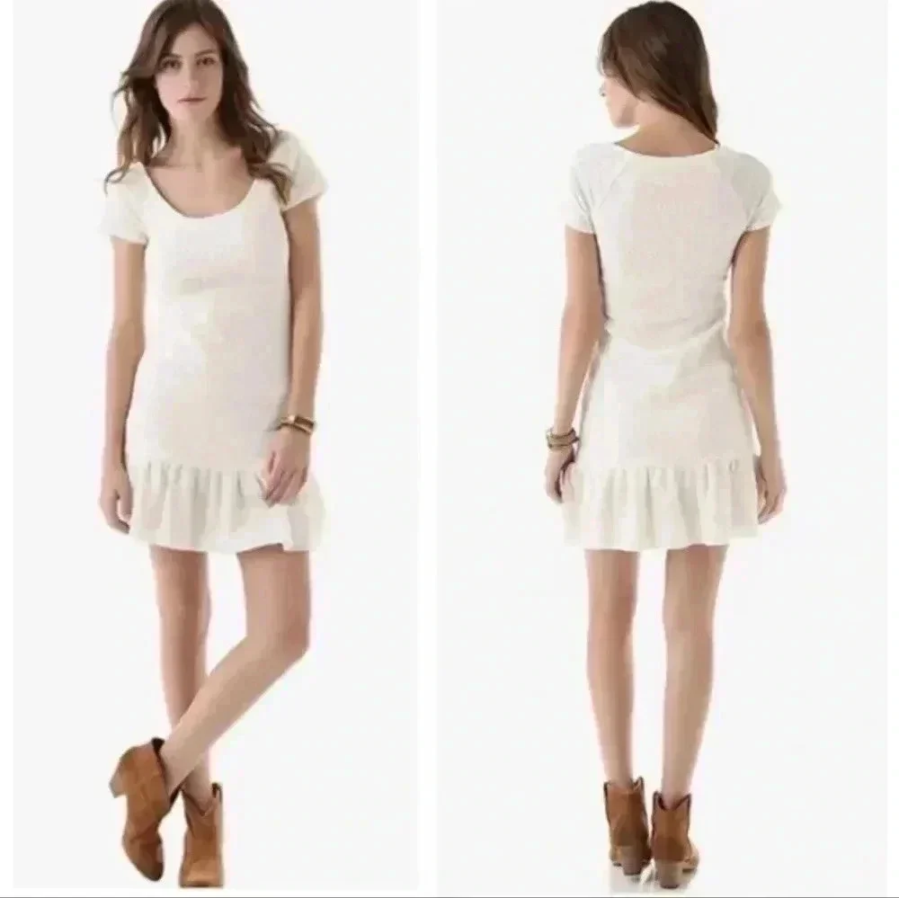 Free People White Short Sleeve Knit Dress